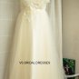 A-line Champagne White Lace Bridal Gown 2 Straps Empire Waist Pregnant Wedding Dress Sz 6 8 10 12 +