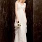 A-line White Chiffon Cap Sleeves Bridal Gown Empire Waist Pregnant Wedding Dress Sz 6 8 10 12 14+