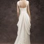 A-line White Chiffon Cap Sleeves Bridal Gown Empire Waist Pregnant Wedding Dress Sz 6 8 10 12 14+