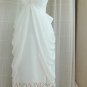 A-line White Chiffon Cap Sleeves Bridal Gown Empire Waist Pregnant Wedding Dress Sz 6 8 10 12 14+