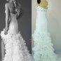 White Chiffon Wedding Dress Jeweled Bridal Gown Hi-low Bridal Dress Sz 2 4 6 8 10+