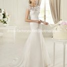 2013 New Mermaid Bridal Gown White Ivory Venice Lace Top Organza Wedding Dress Sz 4 6 8 10 12+