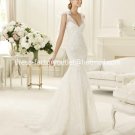 2013 New Mermaid Bridal Gown White Ivory Lace Sheer Straps V-neck Wedding Dress Sz 4 6 8 10 12+