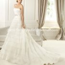 2013 New A-line Bridal Gown White Ivory Organza Strapless Tiered Wedding Dress Sz 4 6 8 10 12+Custom