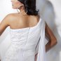 2013 Bridal Gown White Lace Chiffon One Shoulder Front Slit Wedding Dress Sz 4 6 8 10 12+