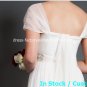A-line Royal Bridal Gown Cap Sleeves Empire Waist Knee Length Wedding Dress Sz 4 6 8 10 12+Custom