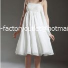 A-line Bridal Gown Thin Straps Empire Waist White Chiffon Short Wedding Dress Sz 4 6 8 10 12+Custom