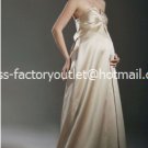 A-line Champagne Satin Strapless Bridal Gown Empire Waist Wedding Dress Sz 6 8 10 12 14+Custom