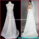 A-line White Satin Halter Lace Bridal Gown Empire Waist Wedding Dress Sz 6 8 10 12 14+Custom
