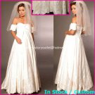 A-line Bridal Ball Gown Off SHoulder Pregnant Maternity White Wedding Dress Sz 4 6 8 10 12+