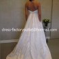 A-line Bridal Ball Gown Strapless Empire Waist White Jeweled Wedding Dress Sz 4 6 8 10 12+Custom