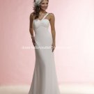 A-line Beach Bridal Dress One Shoulder Maternity White Chiffon Wedding Dress Sz 4 6 8 10 12 14+