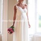 A-line Beach Bridal Dress One Shoulder Maternity White Chiffon Wedding Dress Sz 4 6 8 10 12 14+