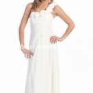 A-line Beach Bridal Dress One Shoulder Maternity White Chiffon Wedding Dress Sz 4 6 8 10 12 14+