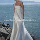 A-line Beach Bridal Dress One Shoulder Pregnant White Satin Chiffon Wedding Dress Sz 4 6 8 10 12 14+
