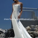 A-line Beach Bridal Dress One Shoulder Pregnant White Chiffon Wedding Dress Sz 4 6 8 10 12 14+
