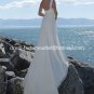 A-line Beach Bridal Dress One Shoulder Pregnant White Satin Chiffon Wedding Dress Sz 4 6 8 10 12 14+