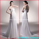 A-line Beach Bridal Dress One Shoulder Jeweled White Chiffon Wedding Dress Sz 4 6 8 10 12 14+