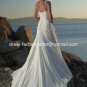A-line Beach Bridal Dress One Shoulder Jeweled White Chiffon Wedding Dress Sz 4 6 8 10 12 14+