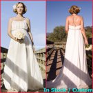 A-line Beach Bridal Dress Halter Maternity White Chiffon Wedding Dress Sz 4 6 8 10 12 14+
