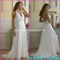 A-line Beach Bridal Dress Halter Maternity White Chiffon Wedding Dress Sz 4 6 8 10 12 14+