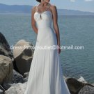 A-line Beach Bridal Dress Halter Maternity White Chiffon Wedding Dress Sz 4 6 8 10 12 14+