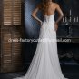 A-line Beach Bridal Dress HALTER Jeweled Bodice White Chiffon Wedding Dress Sz 4 6 8 10 12+