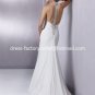 A-line Bridal Prom Dress Halter Jeweled White Chiffon Empire Waist Wedding Dress Sz 4 6 8 10 12 14+
