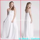 A-line Bridal Dress Strapless Maternity Empire White Chiffon Wedding Dress H27 Sz6 8 10 12 14 16+