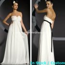 A-line Bridal Dress Strapless Maternity White Black Chiffon Wedding Dress M70 Sz6 8 10 12 14 16+