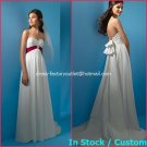 A-line Bridal Dress Strapless White Red Chiffon Maternity Beach Wedding Dress H11 Sz6 8 10 12 14 16+