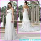 A-line Bridal Dress Strapless White Chiffon Maternity Beach Wedding Dress H43 Sz6 8 10 12 14 16+