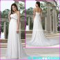A-line Bridal Dress Strapless White Chiffon Maternity Beach Wedding Dress H43 Sz6 8 10 12 14 16+