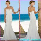 A-line Bridal Dress Strapless White Chiffon Pregnant Beach Wedding Dress H46 Sz6 8 10 12 14 16+