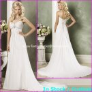 A-line Bridal Dress Strapless White Chiffon Maternity Beach Wedding Dress H58 Sz6 8 10 12 14 16+