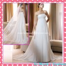 A-line Bridal Dress Strapless Pleated White Chiffon Beach Wedding Dress H65 Sz6 8 10 12 14 16+