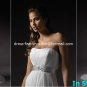 A-line Bridal Dress Strapless White Chiffon Silver SASH Beach Wedding Dress H58 Sz6 8 10 12 14 16+