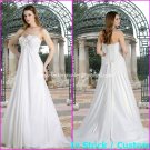A-line Bridal Dress Straplss White Chiffon Maternity Beach Wedding Dress H44 Sz6 8 10 12 14 16+
