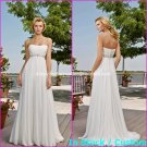 A-line Bridal Dress Strapless White Chiffon Beade Beach Wedding Dress H55 Sz6 8 10 12 14 16+