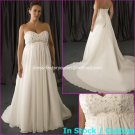 A-line Bridal Dress Strapless White Chiffon Applique Beach Wedding Dress h54 Sz6 8 10 12 14 16+