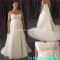 A-line Bridal Dress Strapless White Chiffon Applique Beach Wedding Dress h54 Sz6 8 10 12 14 16+