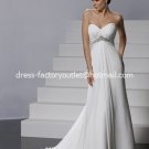 A-line Bridal Dress Strapless White Chiffon Beaded Beach Wedding Dress MG54 Sz6 8 10 12 14 16+