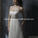A-line Bridal Dress Halter White Chiffon Gold SASH Beach Wedding Dress Sz6 8 10 12 14 16+