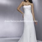 A-line Slim Bridal Dress Strapless White Chiffon Applique Beach Wedding Dress Sz6 8 10 12 14 16+