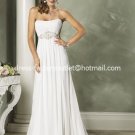 A-line Bridal Dress Strapless White Chiffon Mg581 Beach Wedding Dress Sz6 8 10 12 14 16+