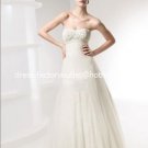 A-line Bridal Dress Strapless White Silk Chiffon Y2 Beach Wedding Dress Sz6 8 10 12 14 16+