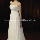 A-line Bridal Dress Strapless White Silk Chiffon Y16 Beach Wedding Dress Sz6 8 10 12 14 16+