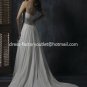 A-line Bridal Dress Halter White Chiffon Gold SASH Beach Wedding Dress Sz6 8 10 12 14 16+