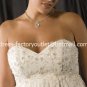 A-line Bridal Dress Strapless White Chiffon Applique Beach Wedding Dress h54 Sz6 8 10 12 14 16+
