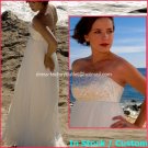 A-line Bridal Dress Strapless White Silk Chiffon Embroidery Wedding Dress Sz6 8 10 12 14 16+